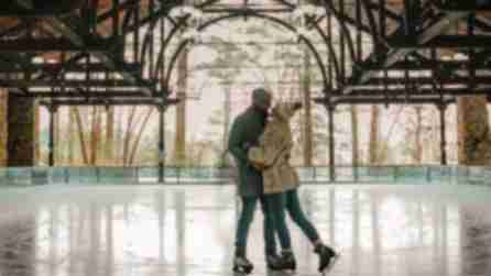 A couple ice skating at Mohonk Mountain House