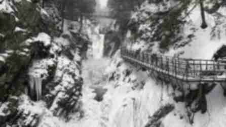 Snow and ice surrounding the High Falls Gorge